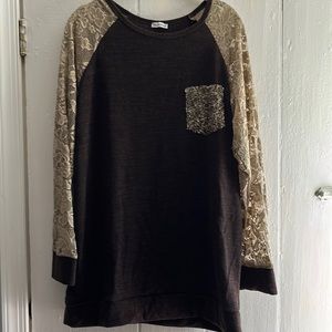 Egs California lace sleeved tunic top NWOT XL